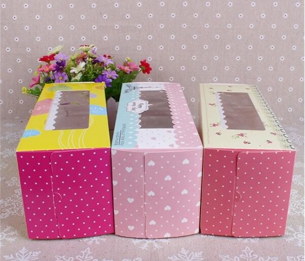 Wholesale custom Paper Cookies packing Cake Box with PVC window,Wholesale Plastic Square Birthday Wedding Packaging Clea