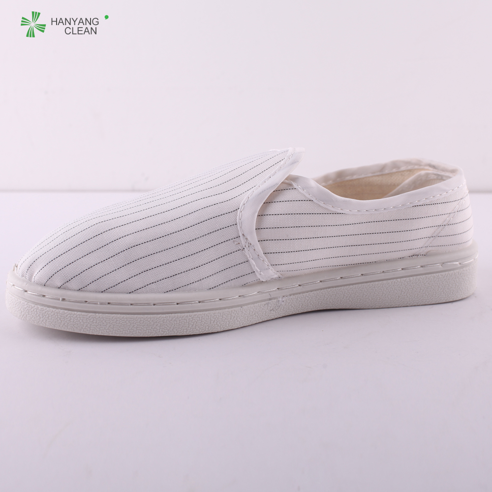 Electrical factory cleanroom stripe canvas PVC outsole shoe breathable esd antistatic working shoes