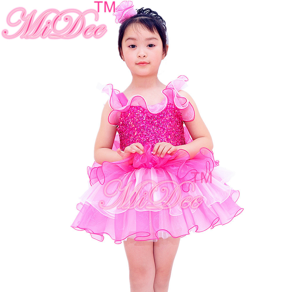 Children Ballet Dancewear Ruffle Tiered Bubble Skirt Back Waist