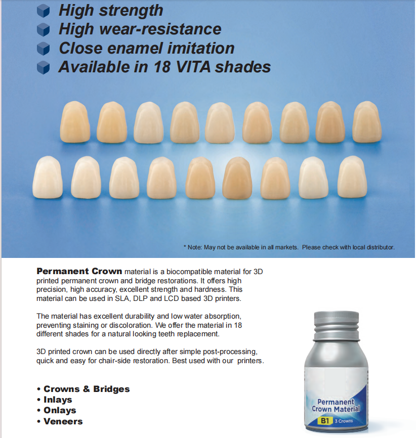 B1 Permanent Crown 3D Printing Materials Restorations 3d Printed Crown Dental Material