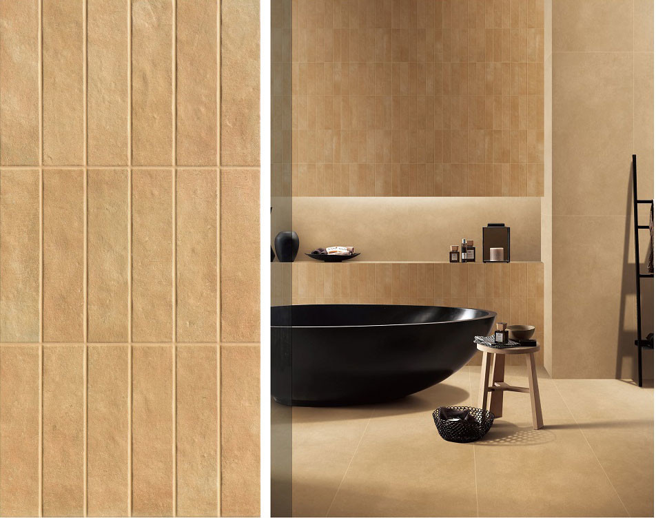 Non-Slip Indoor Tiles And Textured Ceramic Wall Tiles For Living Room 400x800mm Light Brown
