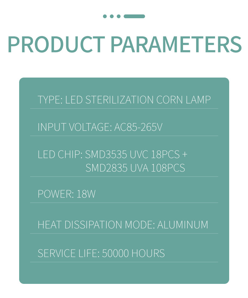 AC85 - 265V 18W UVA UVC LED Sterilization Lamp For Hospital