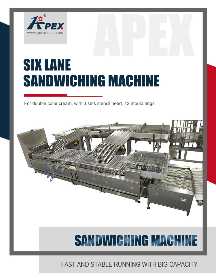 3000pcs Per Min Six Lane Cream Jam Filling Biscuit Sandwiching Machine Industrial Use