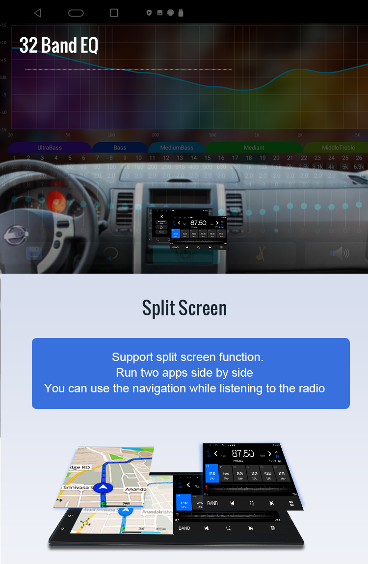 4GB 64GB Universal Android Car Stereo 2.5GHz 9 Inch Octa Core Wireless