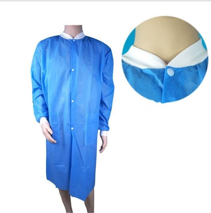 PP SMS SF Nonwoven Disposable Lab Coats With Pocket