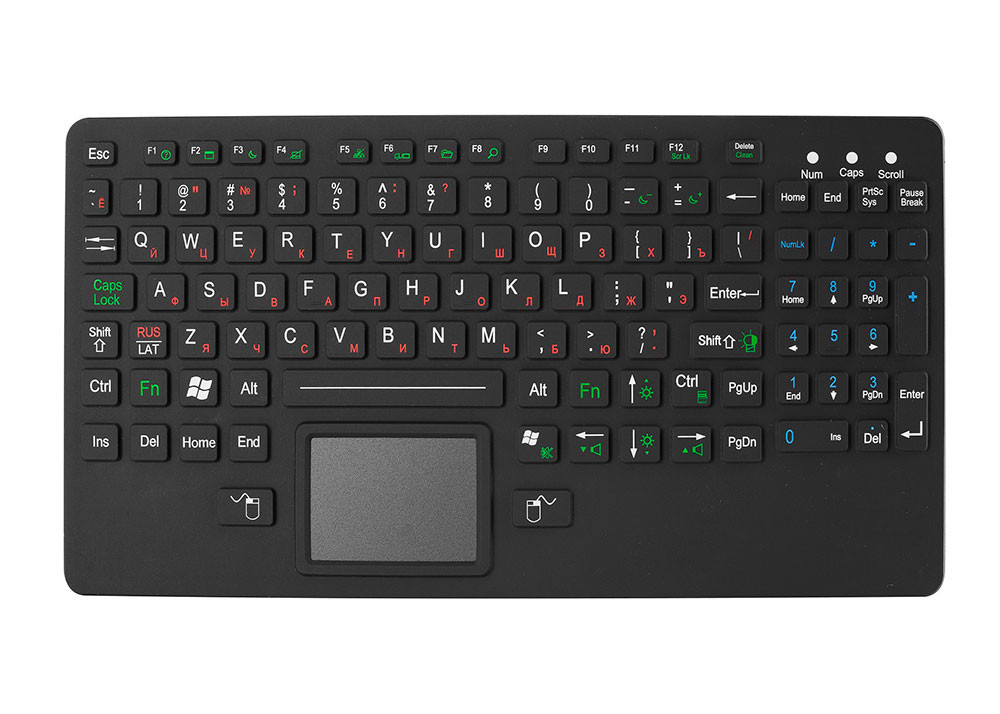 Silicone Rubber Industrial Keyboard With Touchpad For Industry Military Medical