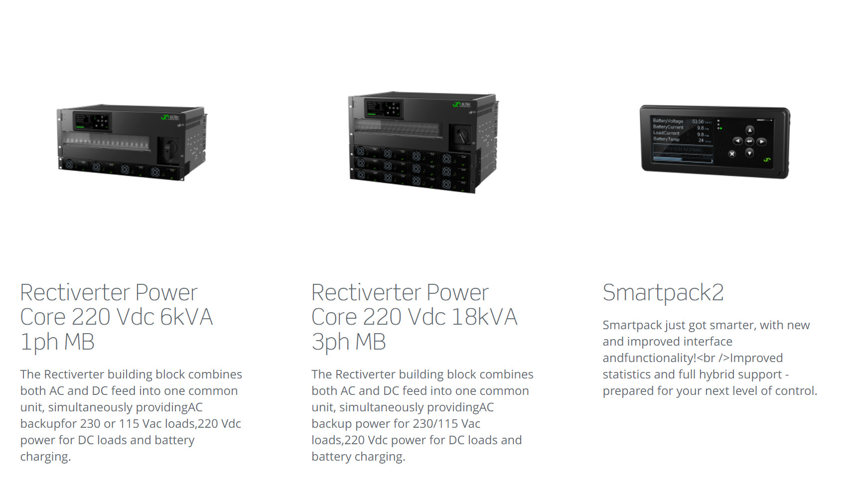 Scalable Flatpack Power System Eltek Rectiverter 54KVA 220Vdc EN 60950-1