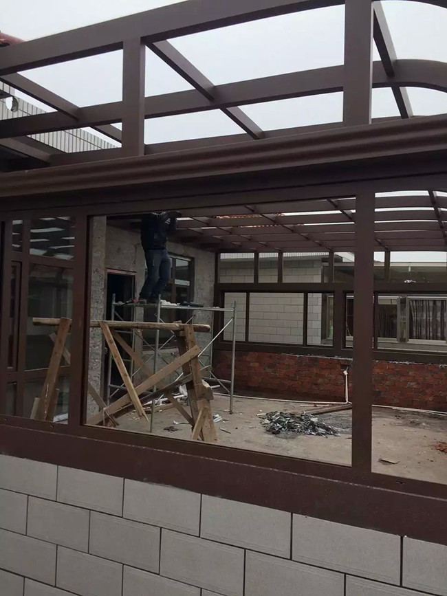 Powder Coating / Wood Grain Extruded Aluminum Framing Profiles For Sunroom