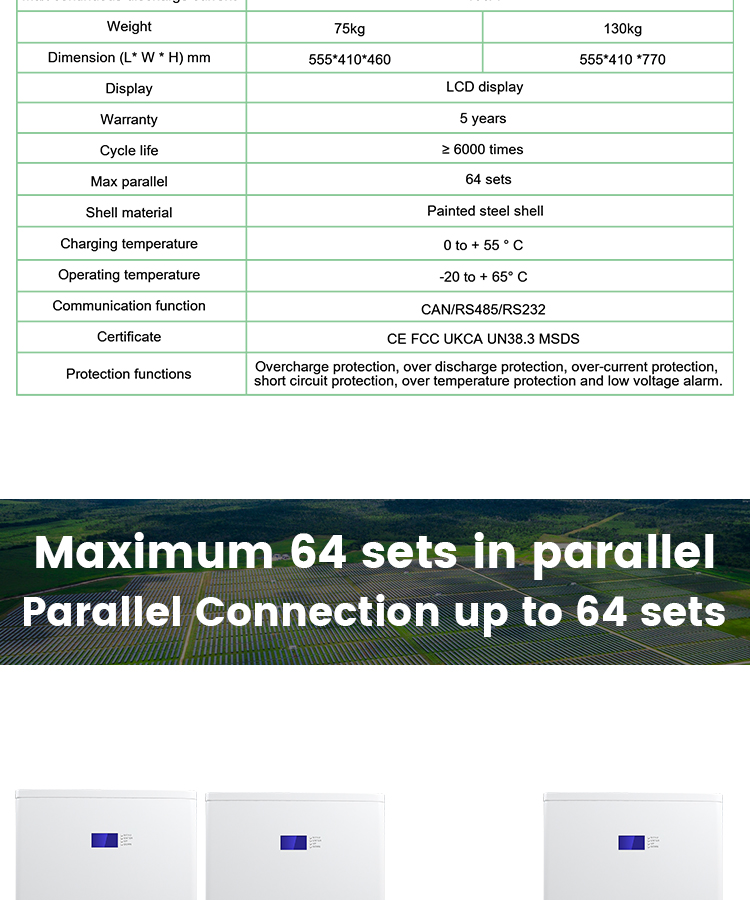 Vertical Home Energy Storage Battery 12.8kwh Lifepo4 Lithium Ion Battery 48 Volt 250ah