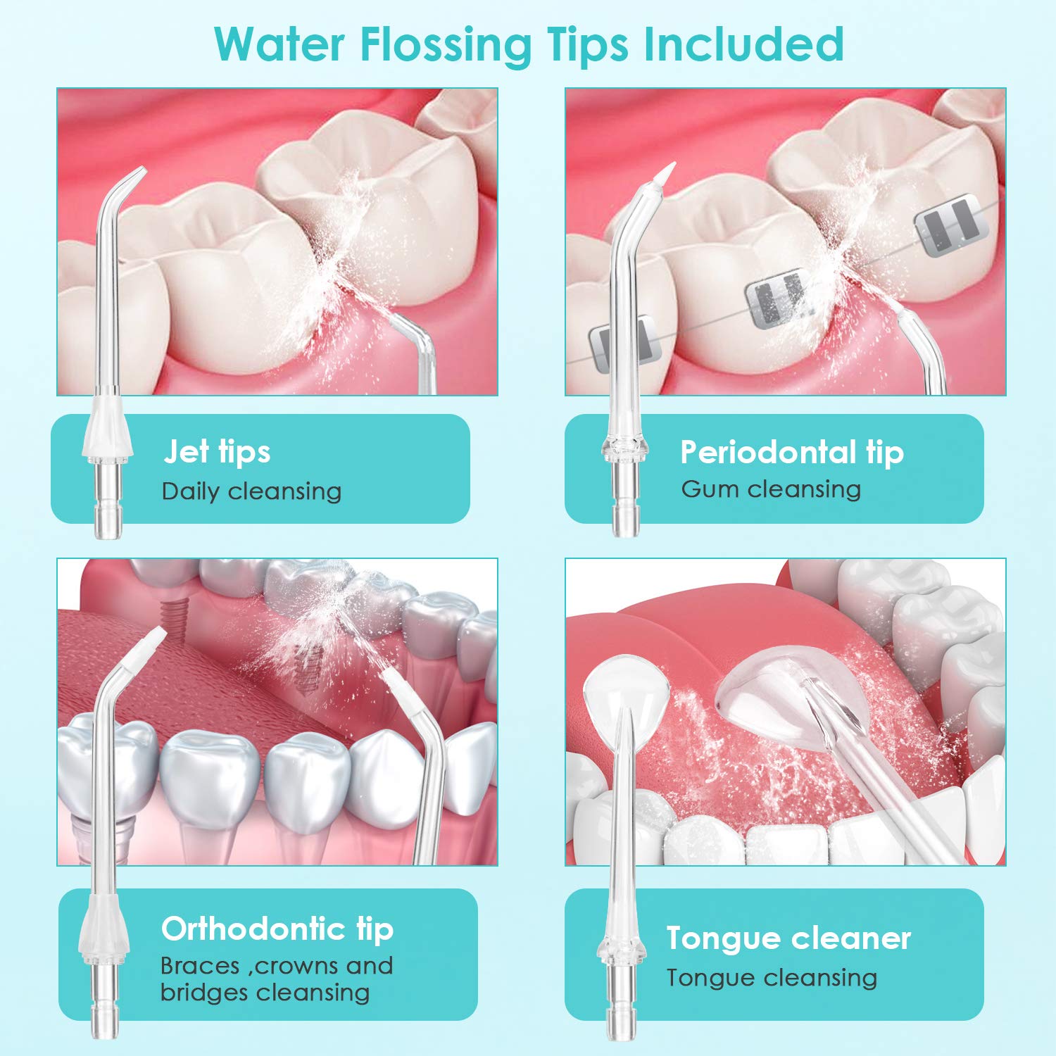 Oral Irrigator Detachable Water Flosser Portable Dental Water Jet Waterproof Teeth Cleaner 5 Nozzle 5 Modes UV IPX7 NEW