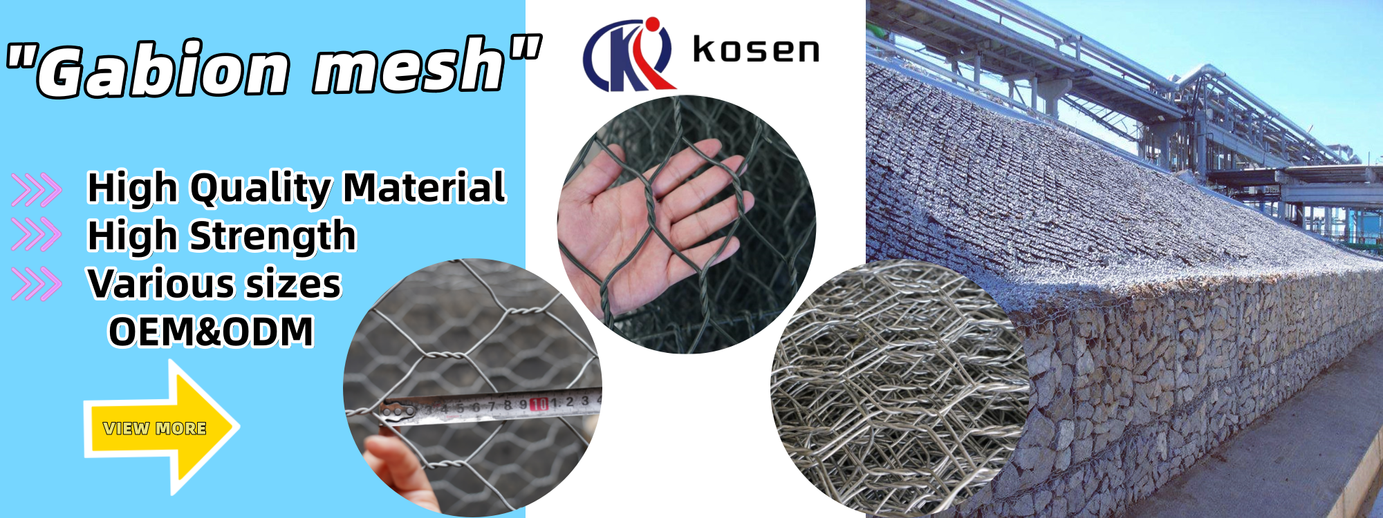 Galvanized Iron Wire Welding Pattern PVC Coated Gabion Basket for Flood Control Mesh