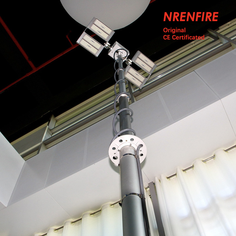 3.7m vehicle roof mount pneumatic telescopic mast light tower for fire tenders/ remote control/ robot mast light
