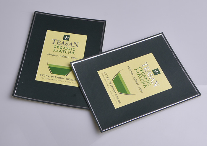 Personalized full color printing adhesive paper silver stamping green tea packaging label sheet