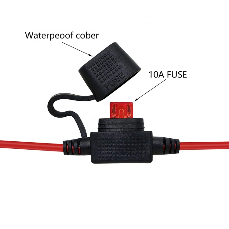 10A Fuse DC Jack 5.5x2.1mm to SAE Plug Power Extension Cable for Motorcycle Solar Panel Charger