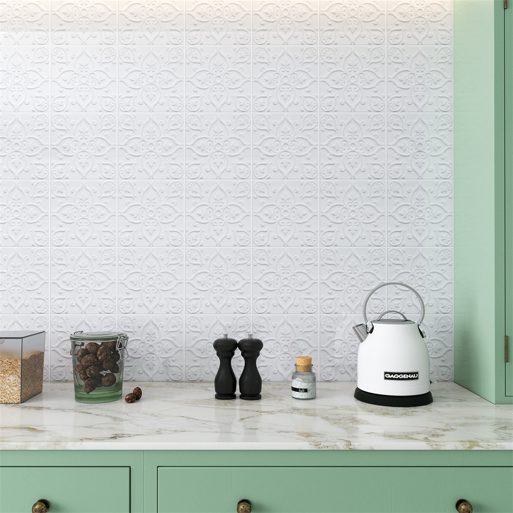 Antibacterial White Ceramic Rustic Tiles 200x200mm For Kitchen And Durable Wall Tile For Living Room