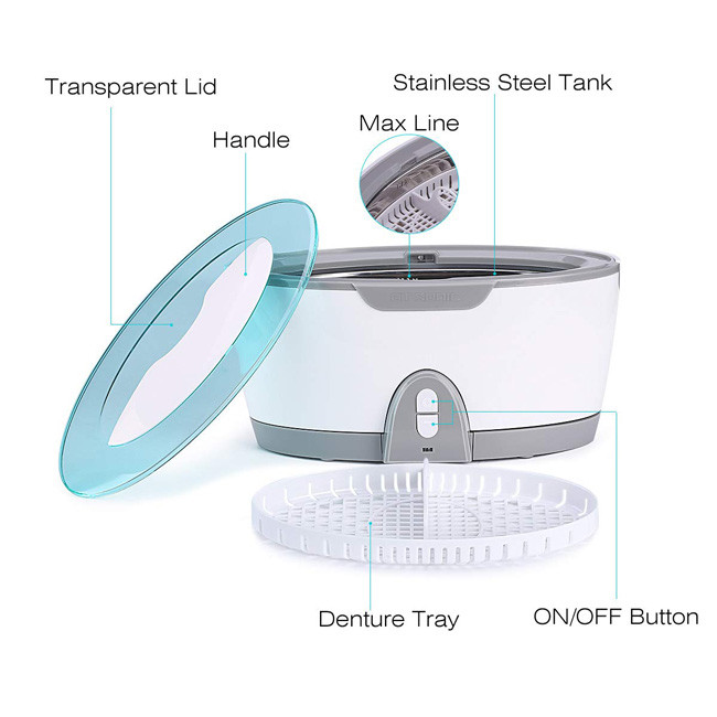 40kHz 450ml Ultrasonic Dental Cleaner Machine 5 Min Cleaning Time