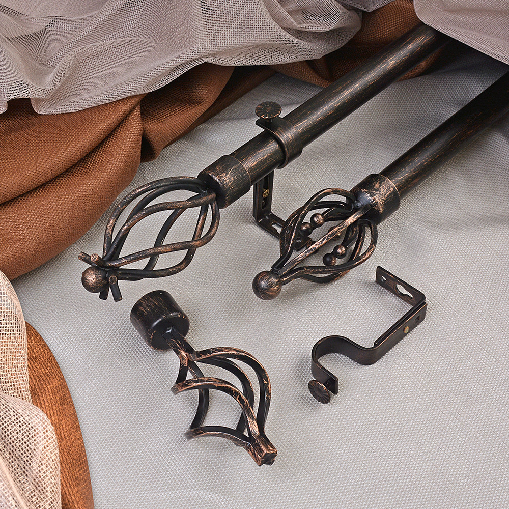 28mm Iron black sweep copper custom curtain rod finials single bracket