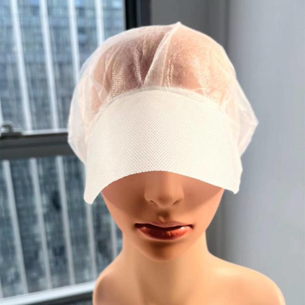 Workshop Food Industry PP Hair Cover White Disposable Non Woven Bouffant Peak