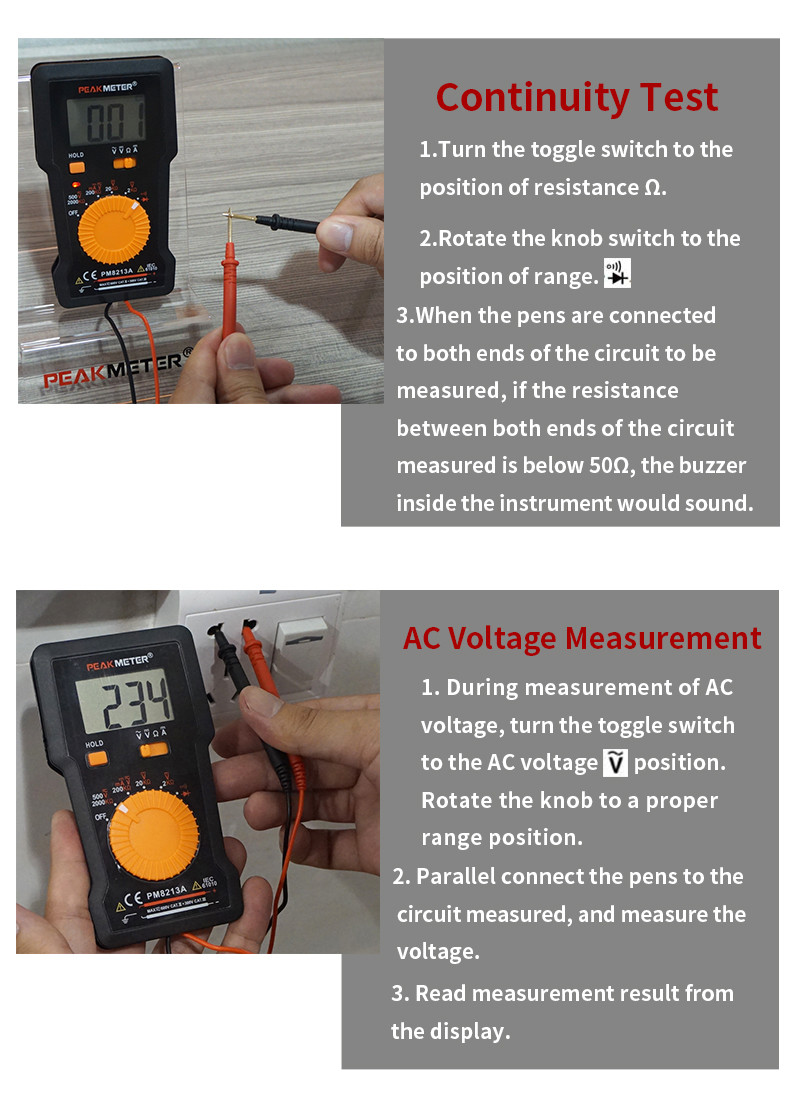 CR2032 Button Battery PM8213A Mini Portable Handheld Digital Multimeter 200mA
