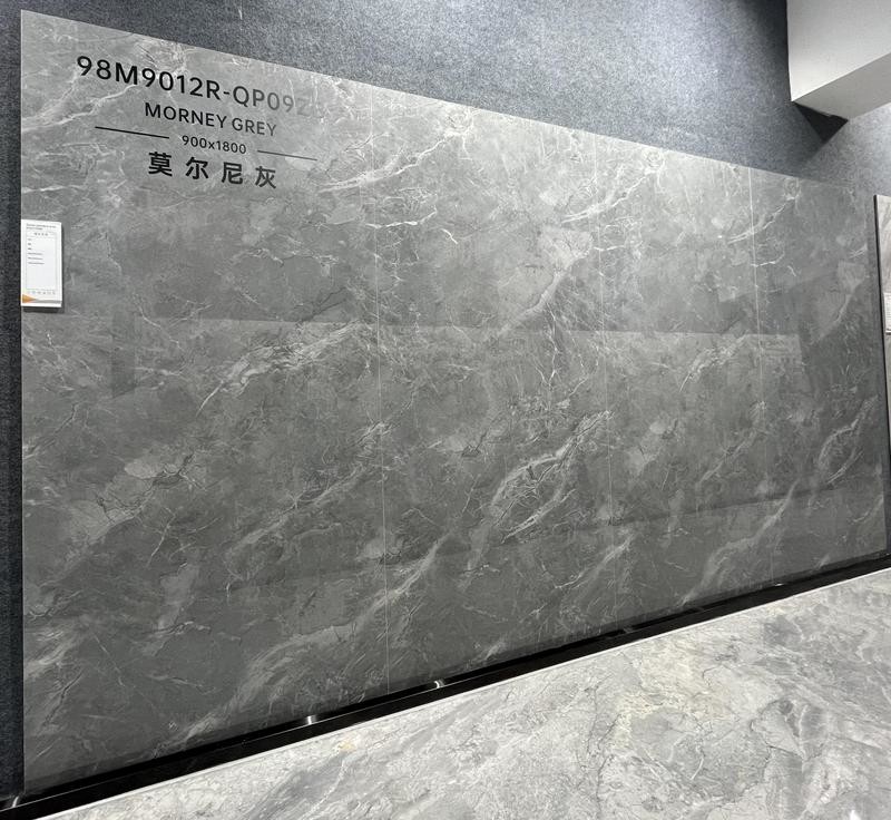 Modern W.A 0.5% Scratch-Resistant Gray Inside Wall And Floor Porcelain Glazed Polished Tile 900x1800x9mm For Decor And Restaurant