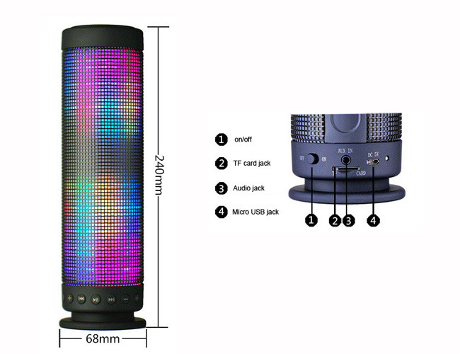 True Wireless Bluetooth Phone Accessories Wireless Bass Speaker With Colorful LED