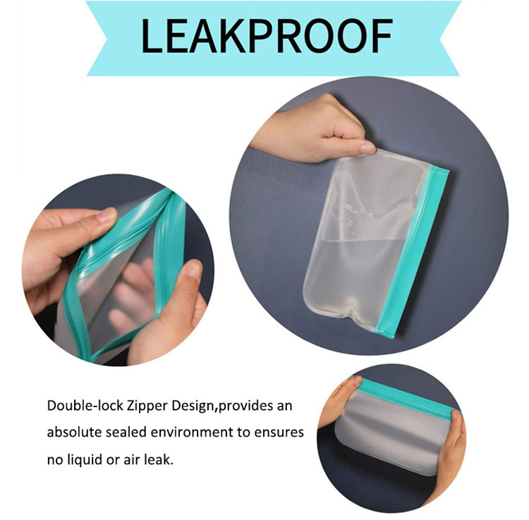 Reusable Leakproof Poly Packaging Bag Translucent Frosted PEVA Food Freezer