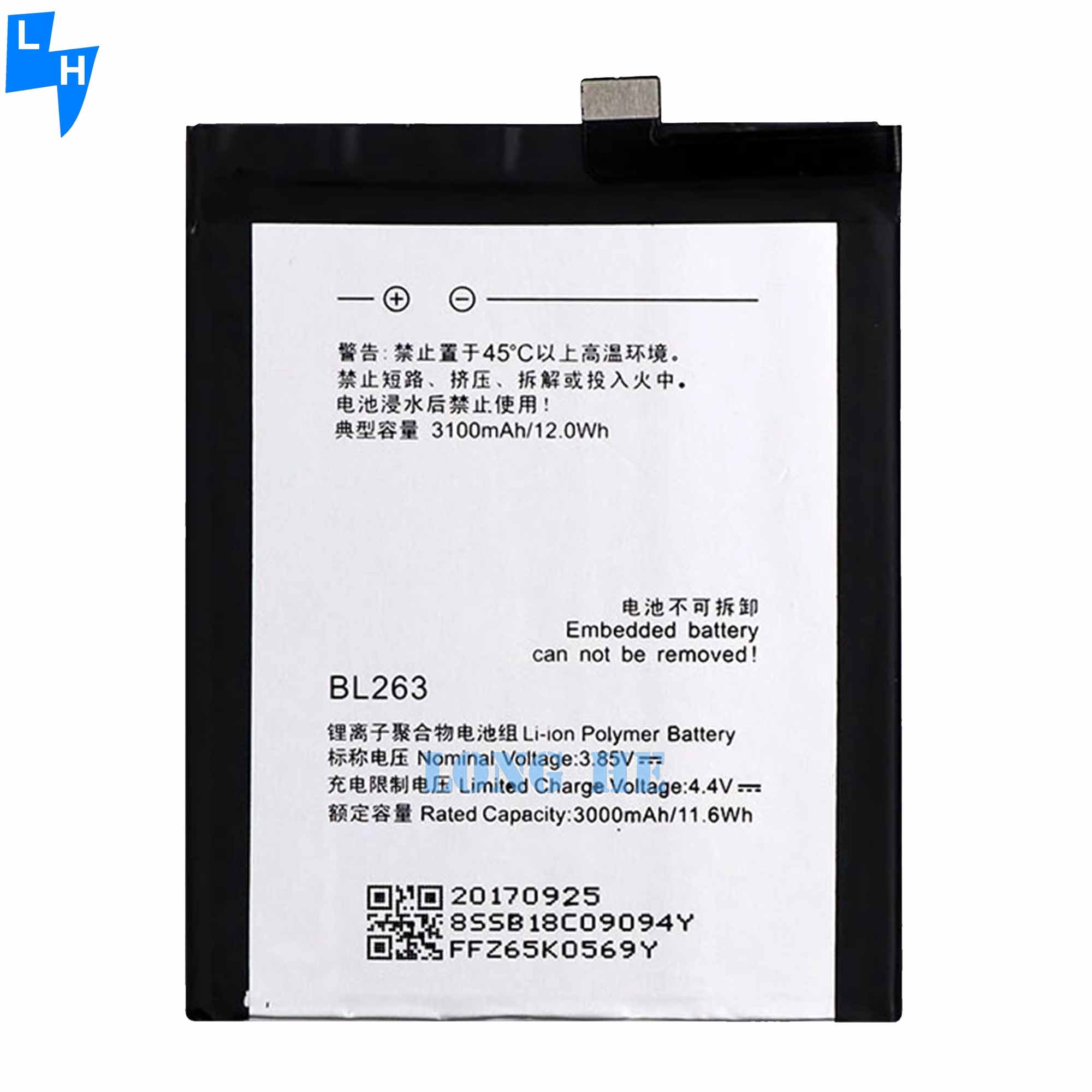 BL263 3.85V 3100mAh Rechargeable Battery for Lenovo ZUK Z2 Pro Guaranteed Performance