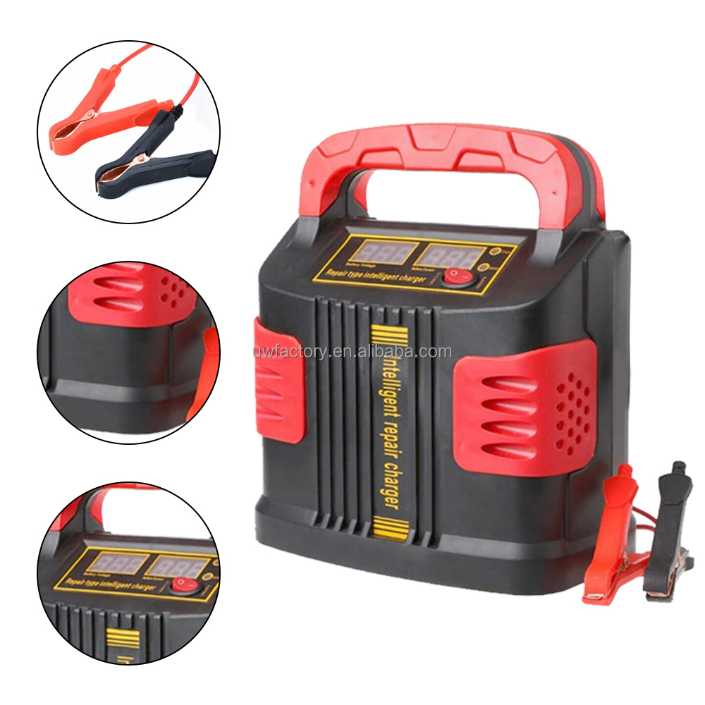 Full Automatic LCD Display 12V12A 24V6A Portable Car Battery Charger with Over-charging Protection and Repair Function