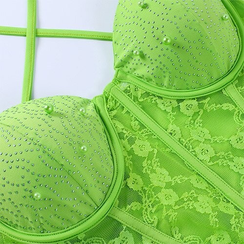 OEM maufactory girl slim hip skirt design sleeveless short polyester fashion lace beam waist stitching camisole dress