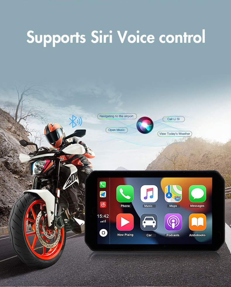 Universal Fitment Motorcycle GPS Navigation with Waterproof Screen and Carplay Display