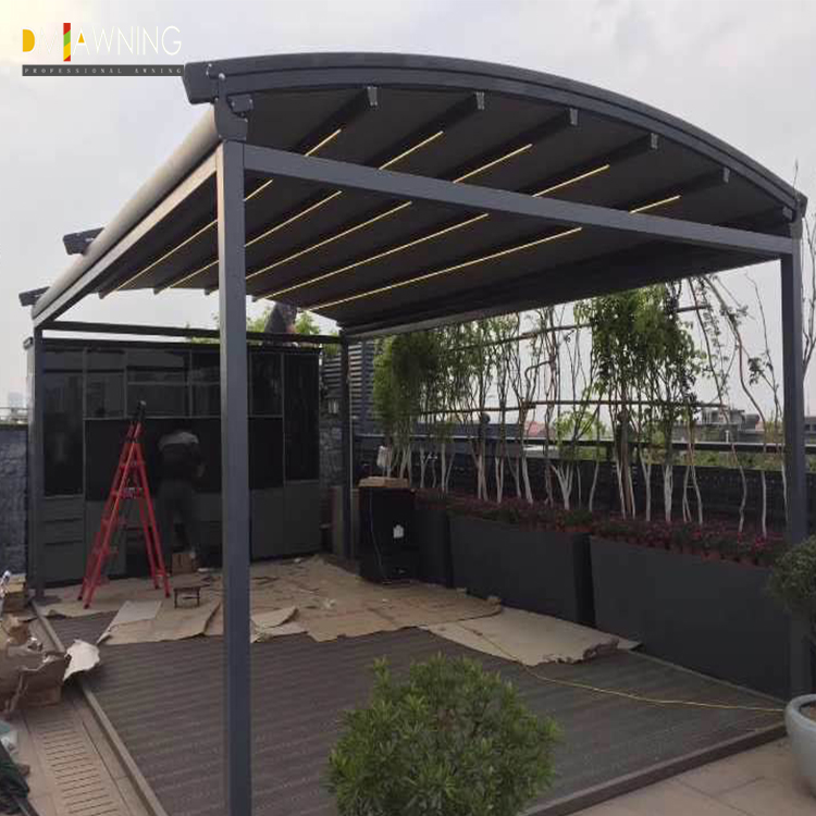 Aluminum PVC Pergola Canopy Roof Pergola Hotels Modern Front Door Waterproof Retractable Awning