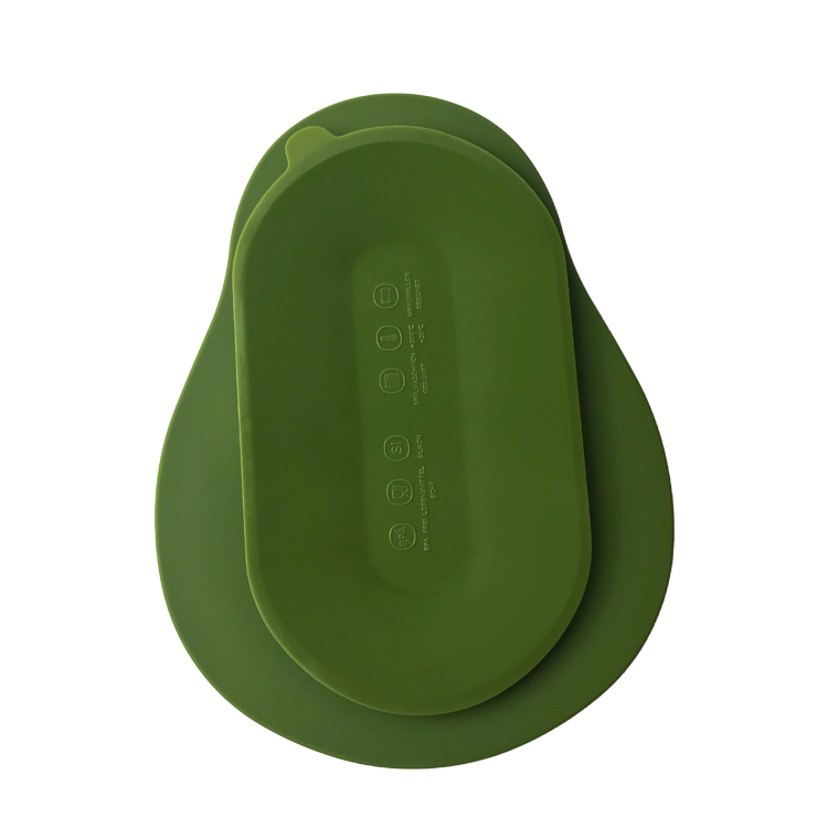Avocado Shape Baby Training Feeding Silicone Plate Customized Bpa Free