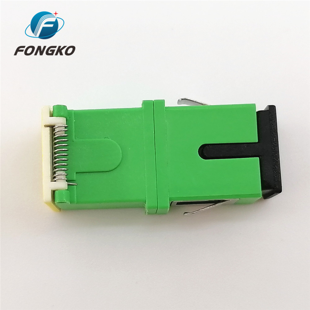 SC SM SX Green Shell Singlemode Adapters with metal shrapnel SC/APC Fiber Optic Auto Shutter Adapter