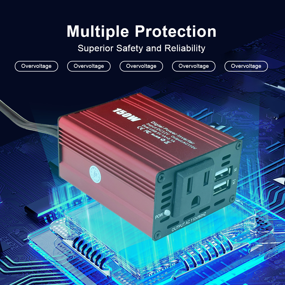Szssth 150W DC 12v to AC 110v 220v Mini Car Power Inverter USB Converter Adapter Modified Sine Wave Inverter Charger with NFC Network