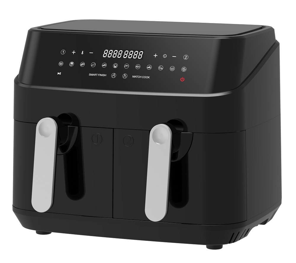 Large 9L Dual Air Fryer With 10 In 1 Touch Presets Two Zone Technology