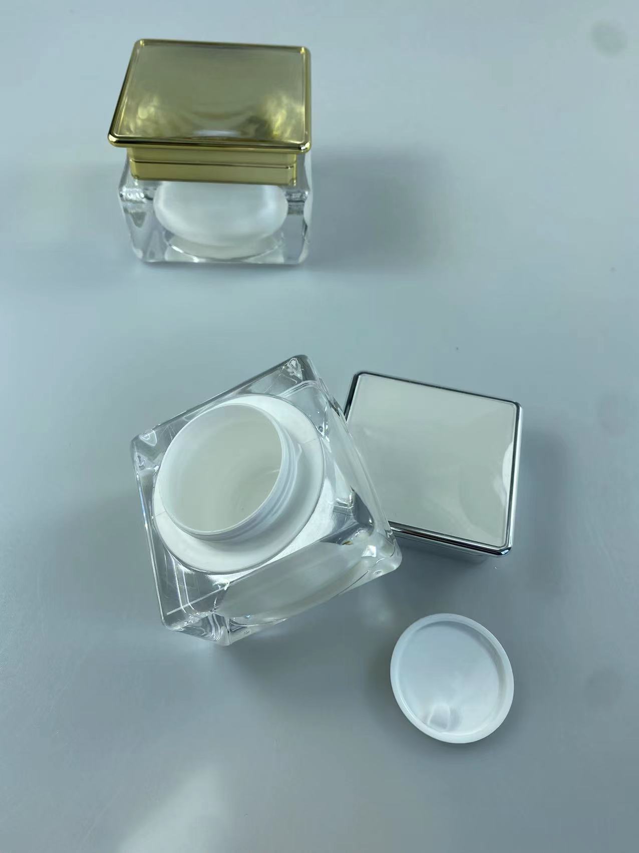 Silk-screen Printing Cosmetic Jar 30g/50g Square Acrylic Jar for end Makeup Packaging