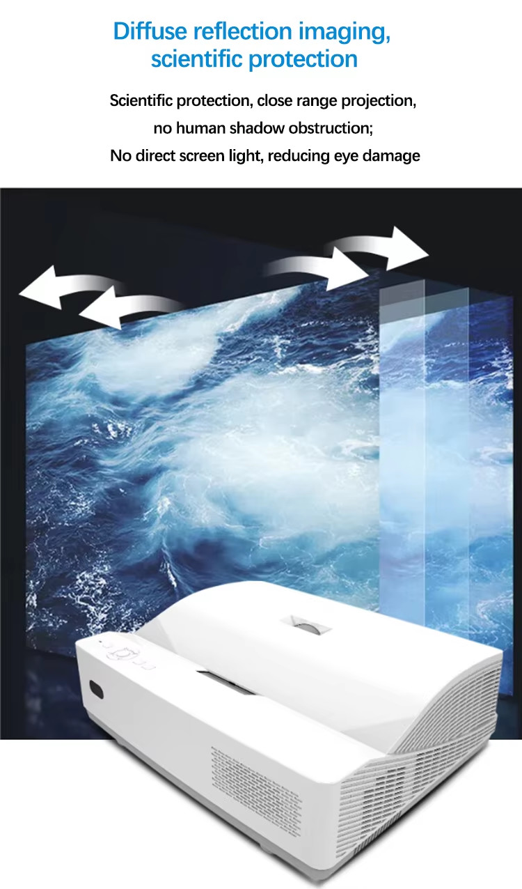 DLP Ultra Throw Projectors Short Throw Projector Laser Smart Projector For Cinema Theater Classroom Movie Wall Screen