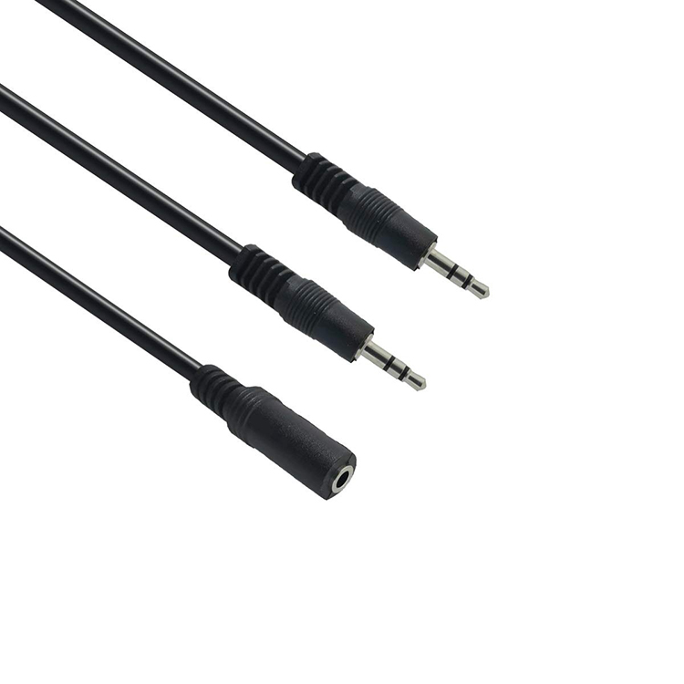 2 female to 1 male 3.5mm Stereo Jack Headphone Speaker Audio Y Splitter Cable