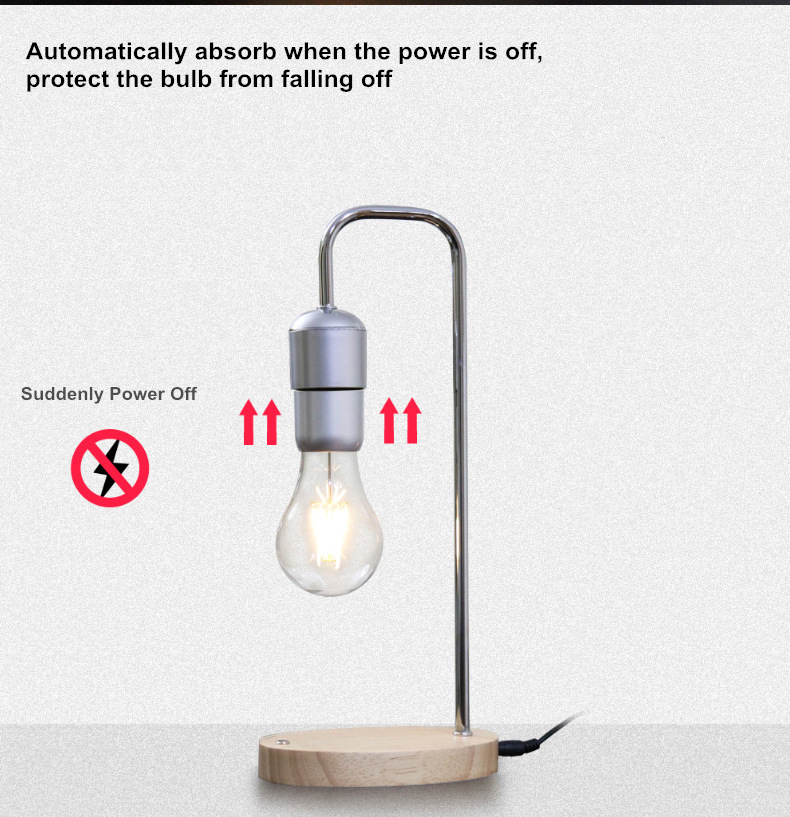 Magnetic Levitating Floating Wireless LED Light Bulb with Wireless Charger for Desk Lamp Home Room Office Decor Unique G