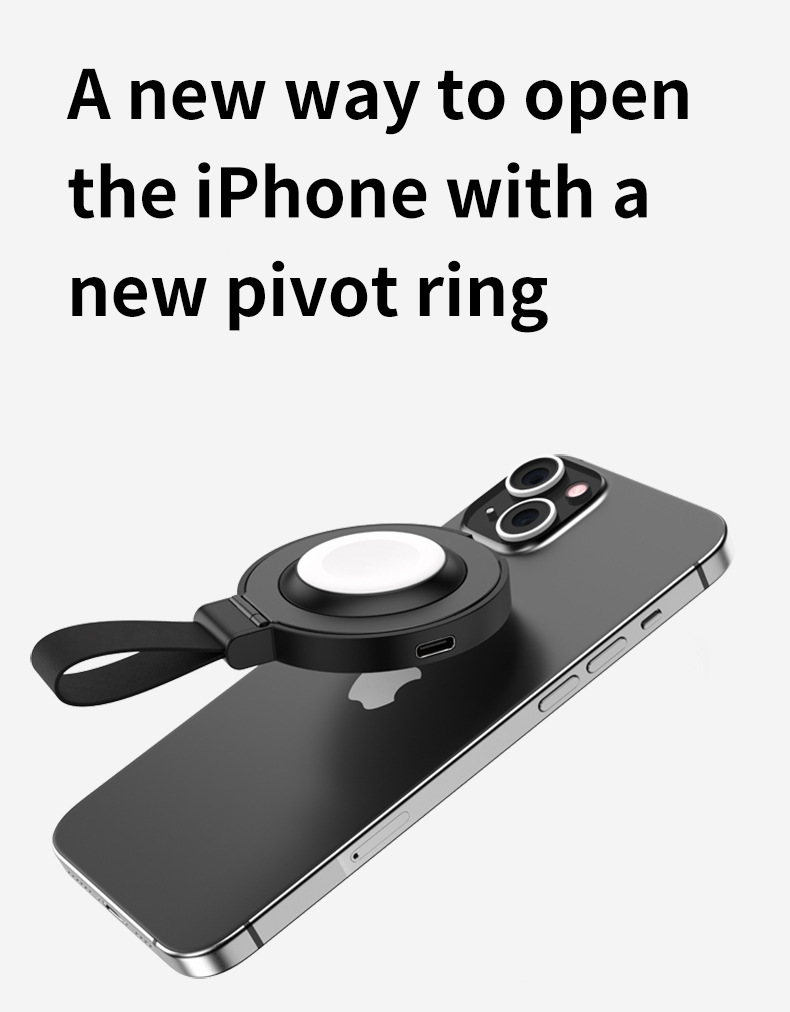 2 In 1 Foldable Mini Magnetic Finger Ring Wireless Charger with ABS PC Aluminum Alloy Material