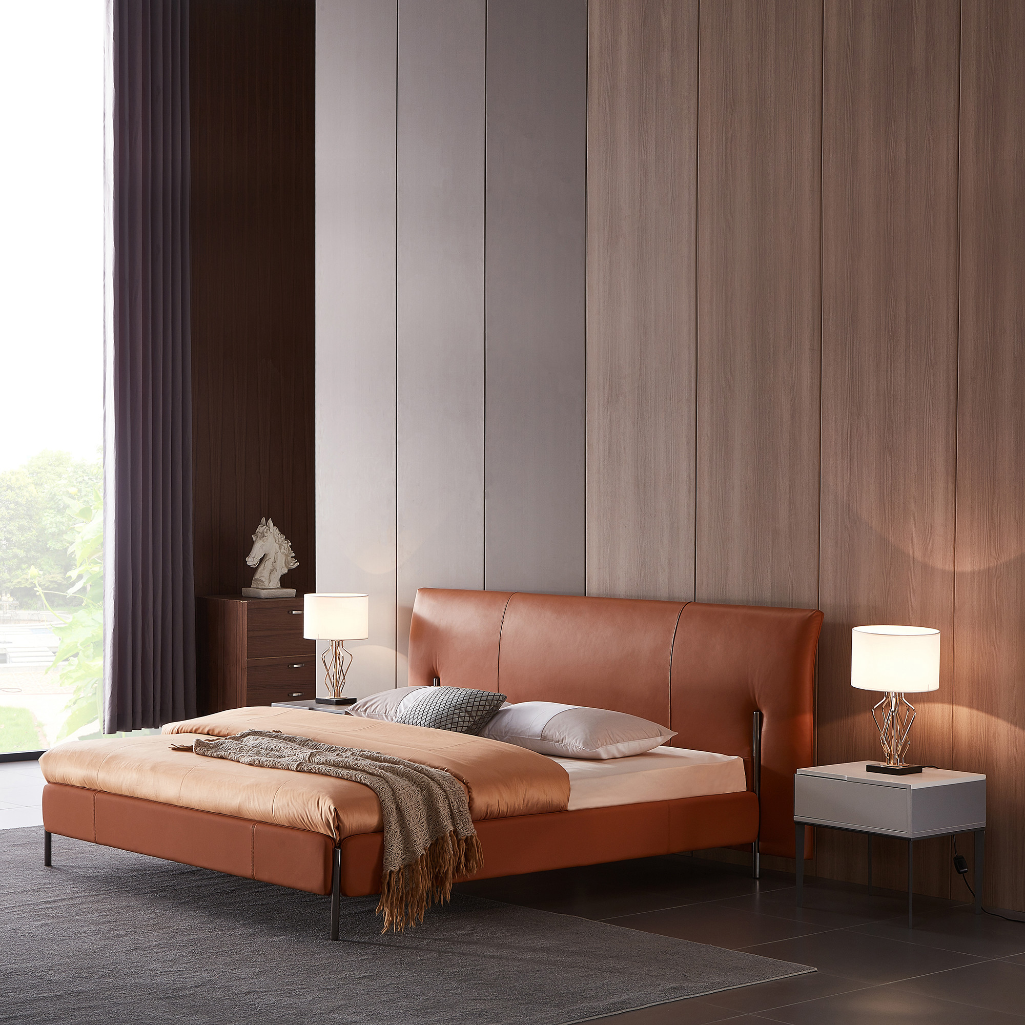 Modern Design Leather Bed Modern Design King Size Bed bedroom Furniture