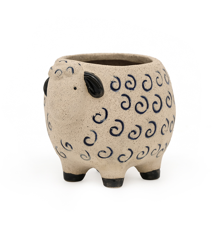 Wholesale hot sale lovely instagram 3D unique sheep succulent flower pot in pottery clay ceramic