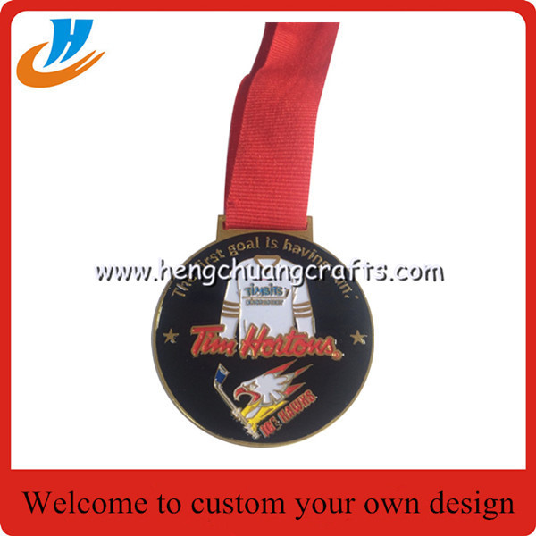 Golf award medals,souvenir metal medals with custom ribbon medal design