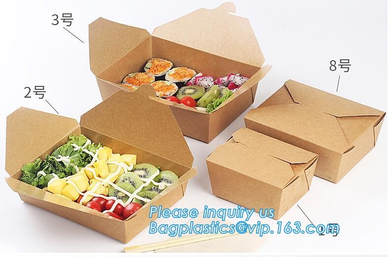 Cheap Cardboard foldable kraft paper lunch box with window,Lunch noodle fast food kraft paper box by customized logo pri