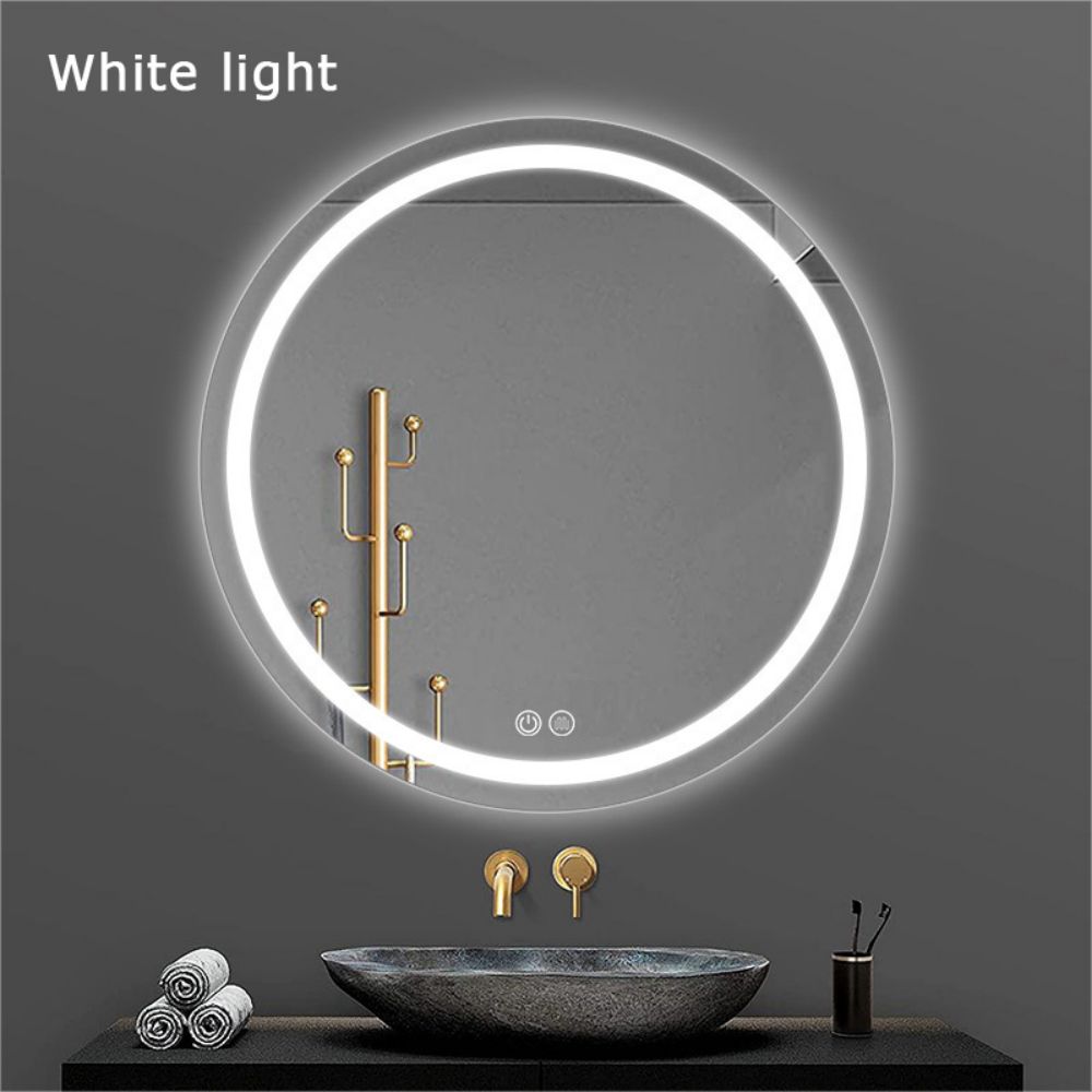 Modern Smart Bathroom with Illuminated Round LED Light and Portable Full Size Sticker