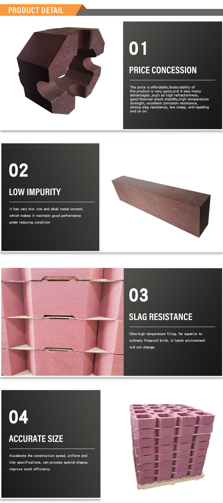 18% Apparent Porosity Alumina Cement Chrome Corundum Refractory Fire Brick for Furnace