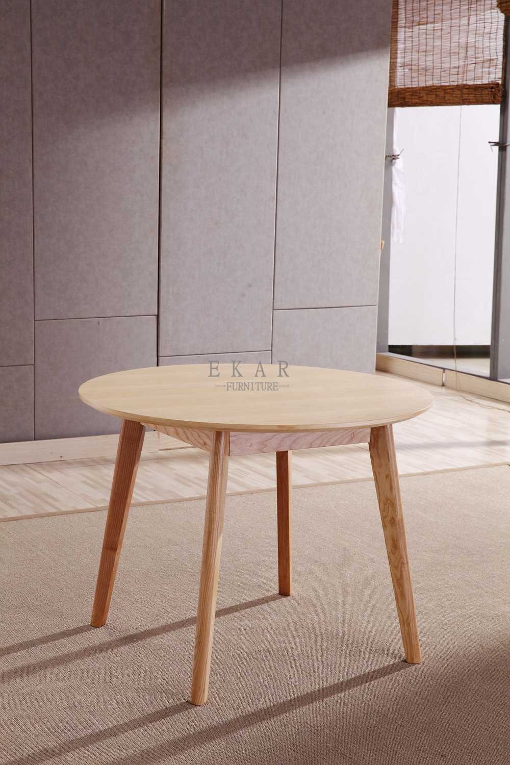European Modern Ash Wood Round Dining Table Set