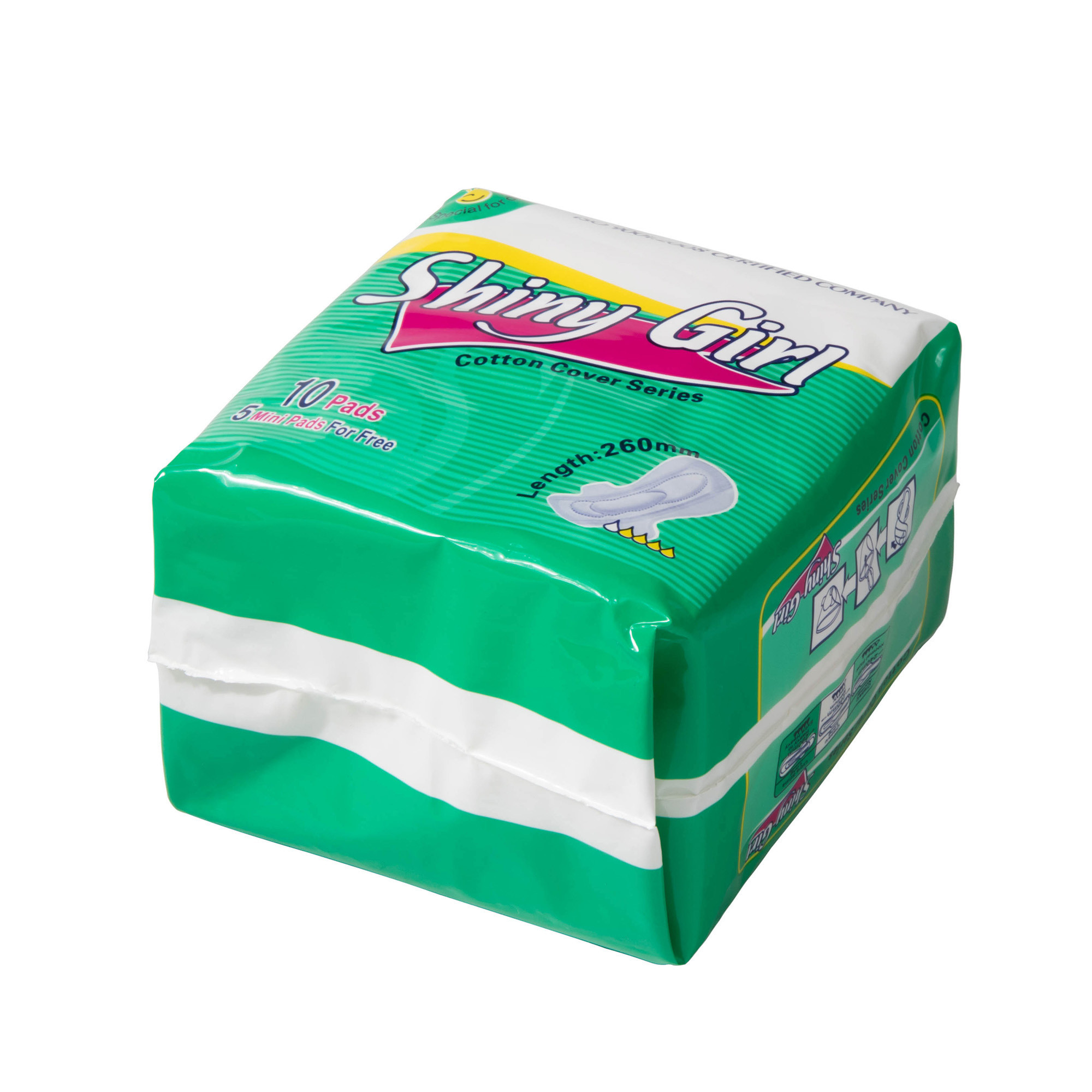 Oem Pure White Biodegradable Anti Rash Soft Eco-Friendly Menstrual Pad Organic Cotton Disposable Sanitary Napkin