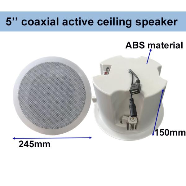 15V/2A ABS Ceiling Coaxial Active Speaker 5 Inch 2*30W Bluetooth USB