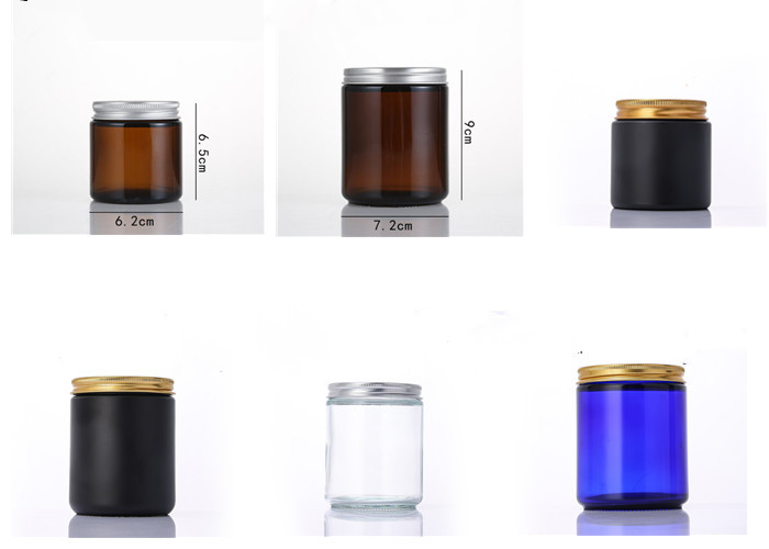 Empty Soy Wax Glass Candle Container 8oz 250ml 12oz Wide Mouth Amber Glass Candle Jar With Screw Metal Gold Lid